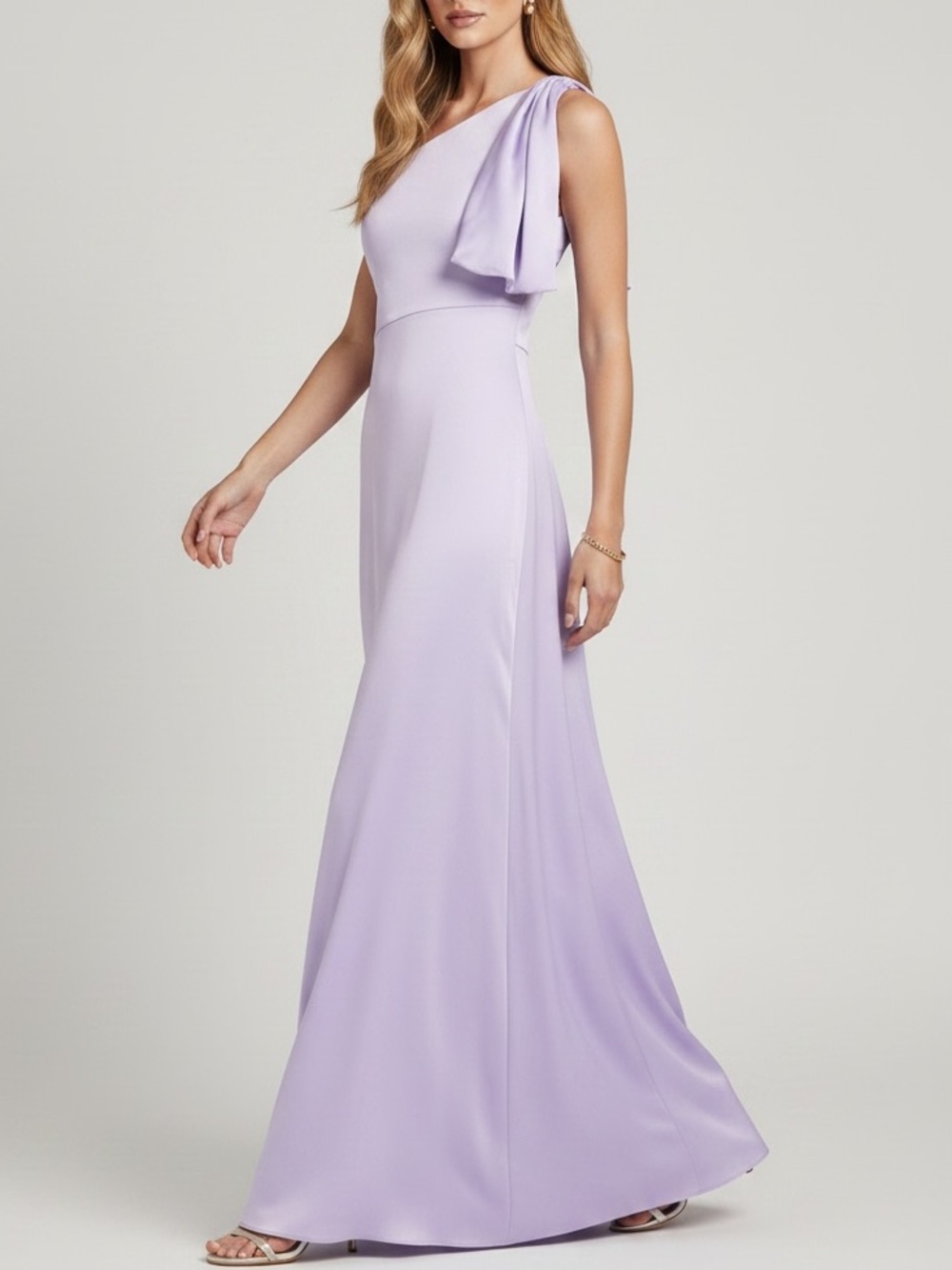 NWT SACHIN + BABI Lavender Sleeveless One Shoulder Bow Dress Gown Size 12